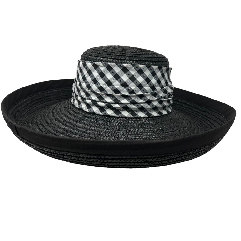 Whittall & Shon Womens Black Wide Brim Hat Red Floral Derby Event Money‎ Maximal - Picture 10 of 12
